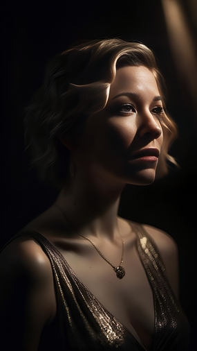 欧美性感轻熟风金发美女侧颜摄影图片